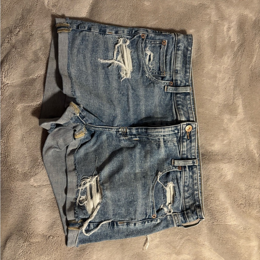 American Eagle Outfitters Blue Distressed Jean Shorts